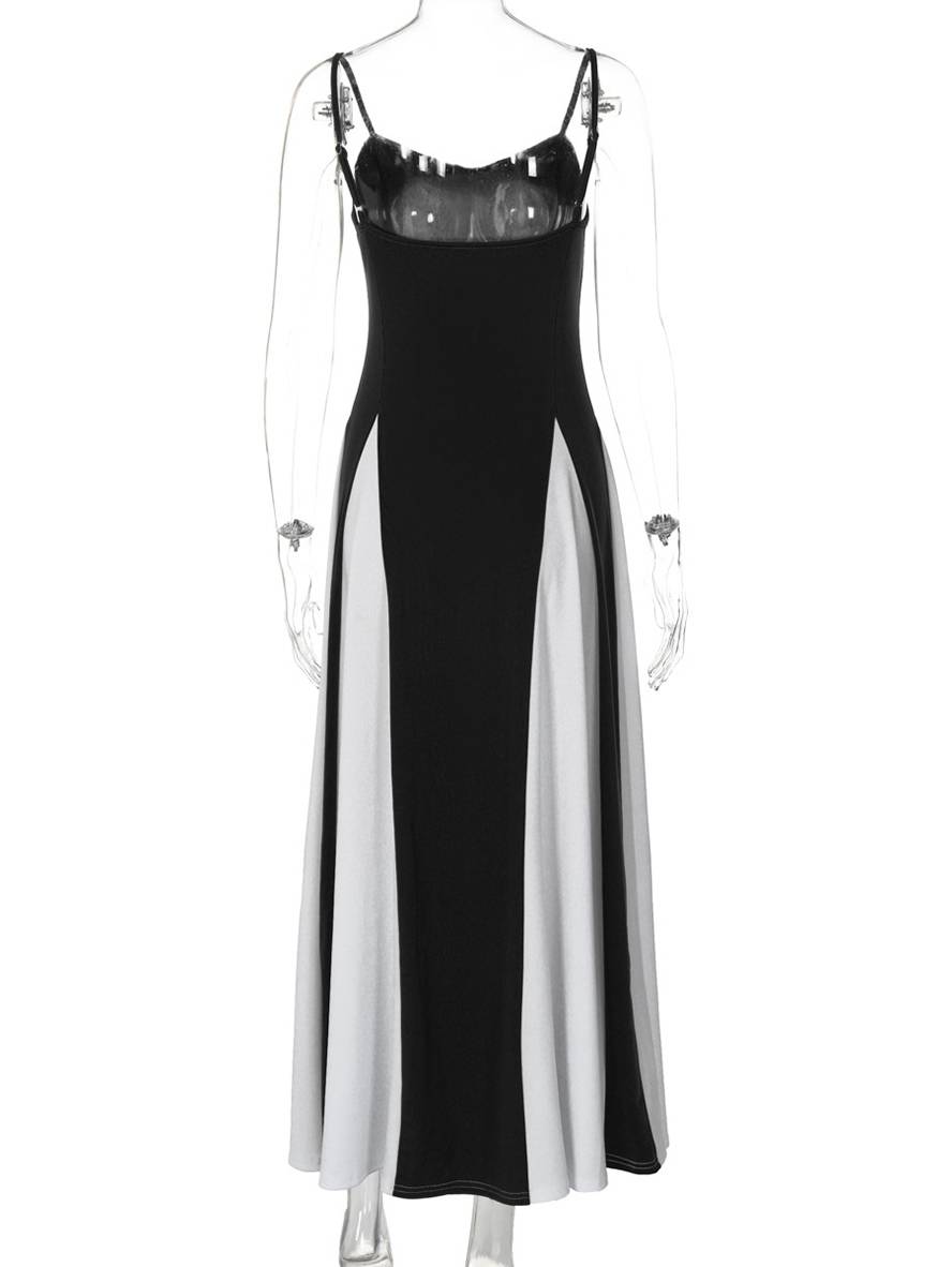 Heidi-Mode | Lange Figurbewusste Kleid Rückenfrei mit Feinen Trägern Ohne Ärmel Damen Elegant Lässig Abend Ball Abschlussball