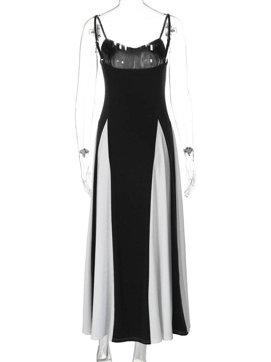 Heidi-Mode | Lange Figurbewusste Kleid Rückenfrei mit Feinen Trägern Ohne Ärmel Damen Elegant Lässig Abend Ball Abschlussball