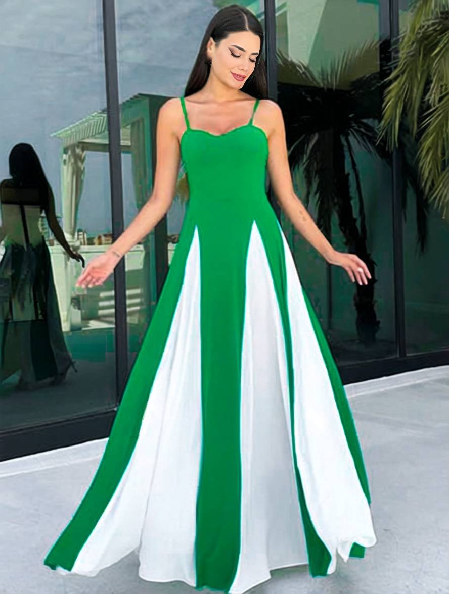 Heidi-Mode | Lange Figurbewusste Kleid Rückenfrei mit Feinen Trägern Ohne Ärmel Damen Elegant Lässig Abend Ball Abschlussball