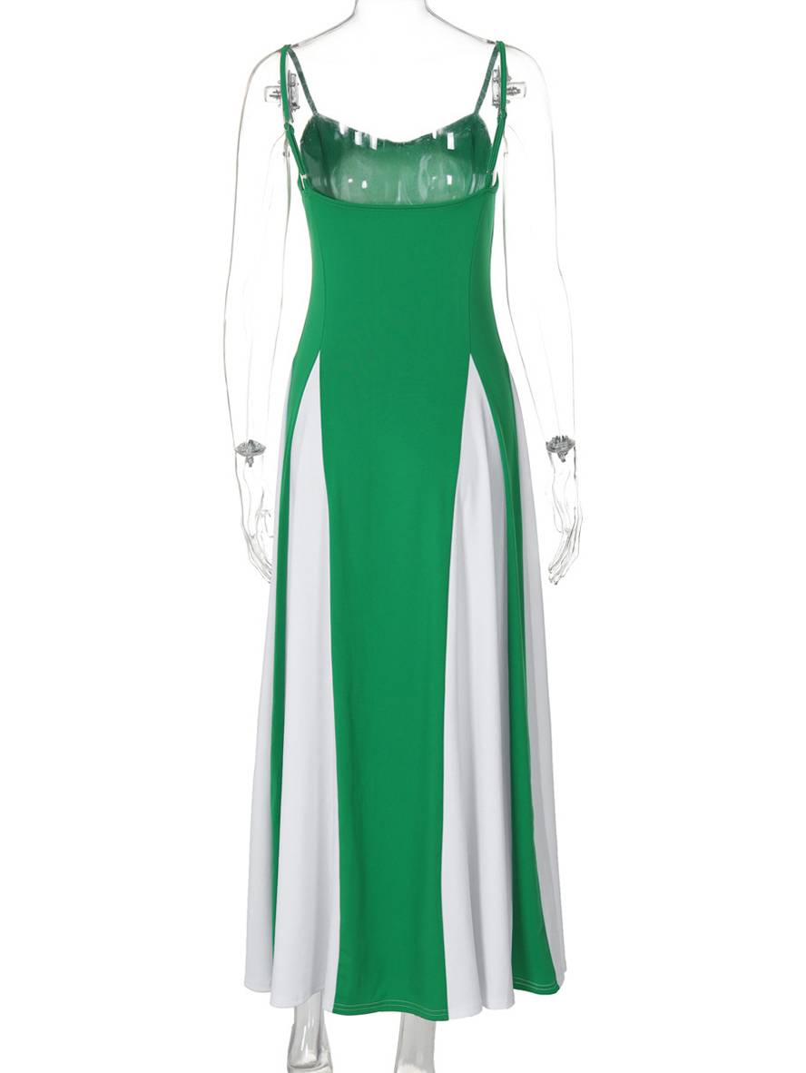 Heidi-Mode | Lange Figurbewusste Kleid Rückenfrei mit Feinen Trägern Ohne Ärmel Damen Elegant Lässig Abend Ball Abschlussball