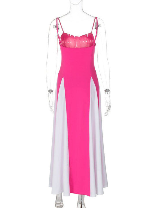 Heidi-Mode | Lange Figurbewusste Kleid Rückenfrei mit Feinen Trägern Ohne Ärmel Damen Elegant Lässig Abend Ball Abschlussball