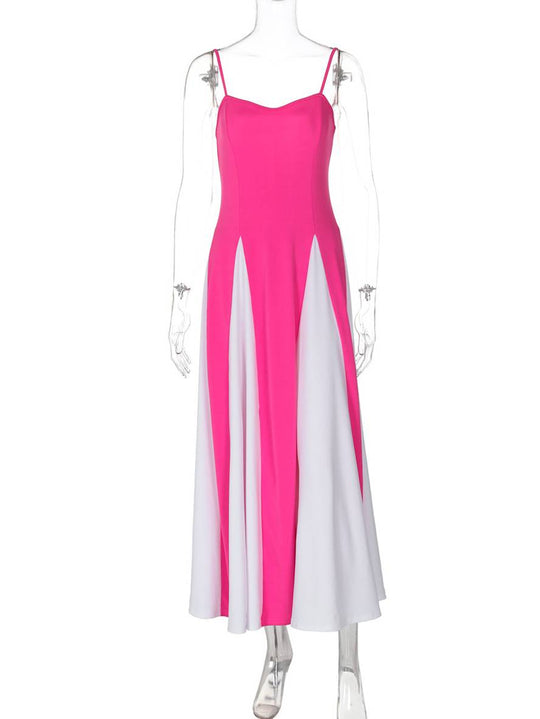 Heidi-Mode | Lange Figurbewusste Kleid Rückenfrei mit Feinen Trägern Ohne Ärmel Damen Elegant Lässig Abend Ball Abschlussball