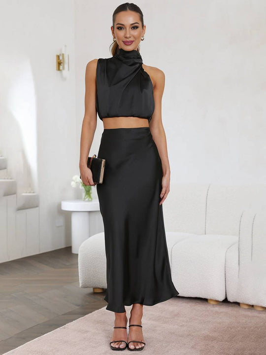 Heidi-Mode | Kleid Gäste Hochzeit Damen Halter Ärmellos Damen Elegante Abend Zweiteilige Brautjungfernkleid