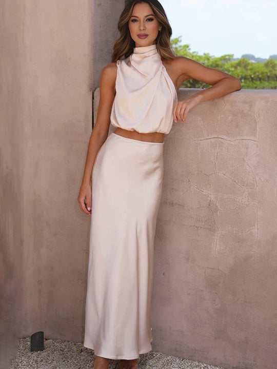 Heidi-Mode | Kleid Gäste Hochzeit Damen Halter Ärmellos Damen Elegante Abend Zweiteilige Brautjungfernkleid