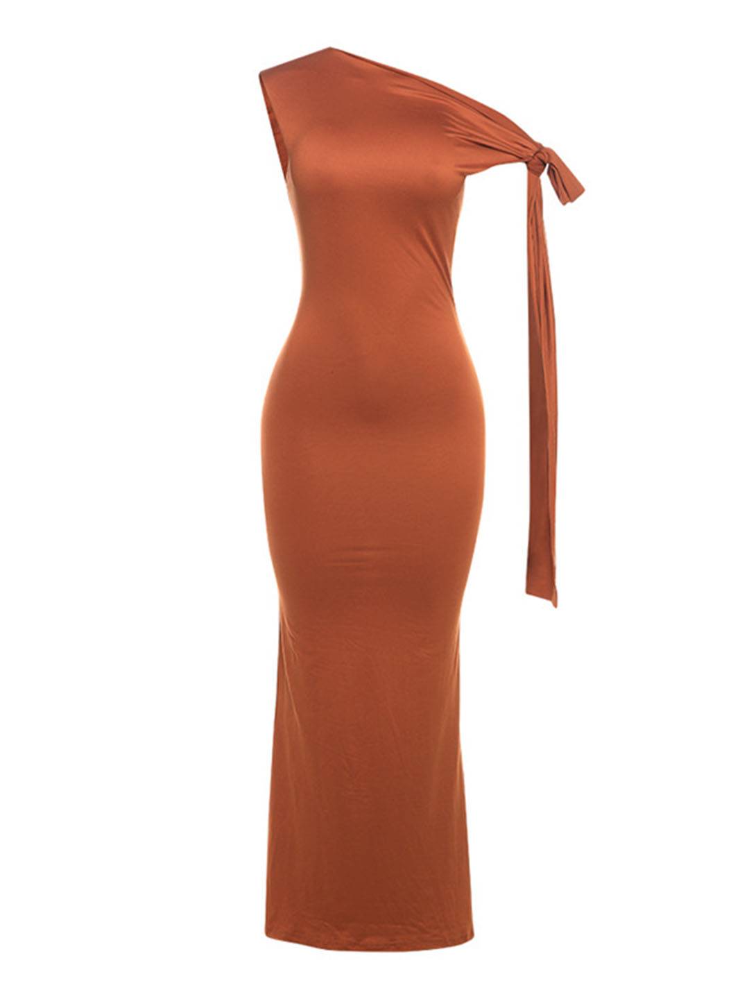 Heidi-Mode | Lange Ärmellose Ein-Schulter Figurbetont Kleid Damen Elegante Prom Ball für Hochzeit Zeremonie