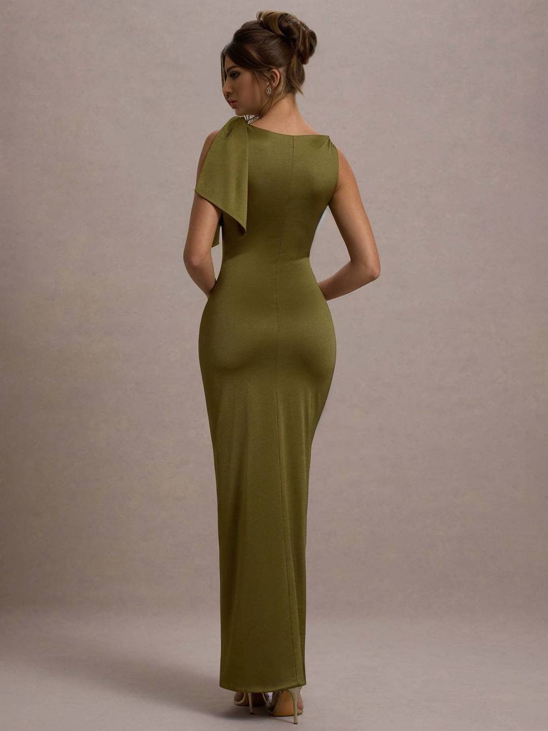 Heidi-Mode | Langärmeliges Ärmelloses Eng Anliegendes Kleid Damen mit Knopfdetails An Den Schultern für Einen Eleganten Abend