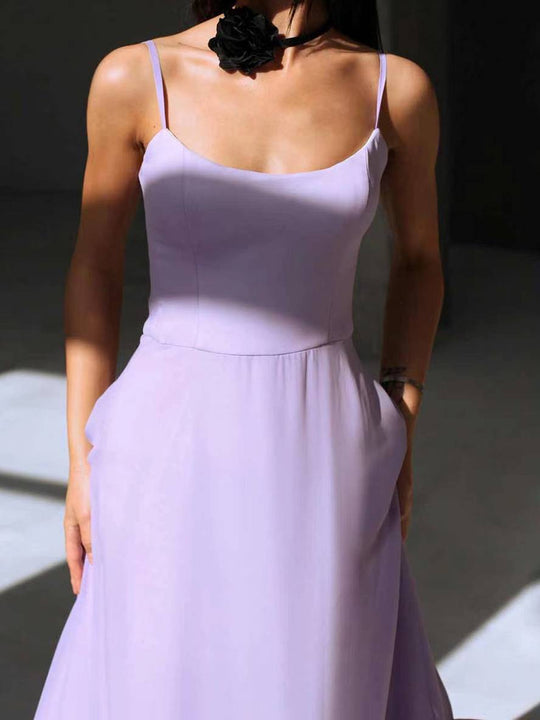 Heidi-Mode | Knielanges Kleid A-Linie mit Rüschen Bustier mit Feinen Trägern Ohne Ärmel Damen Elegant Weich Cocktail Prom