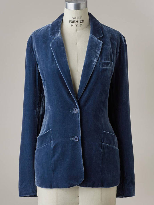 Heidi-Mode | Weinlese Samt Blazer mit Knopfleiste für Damen