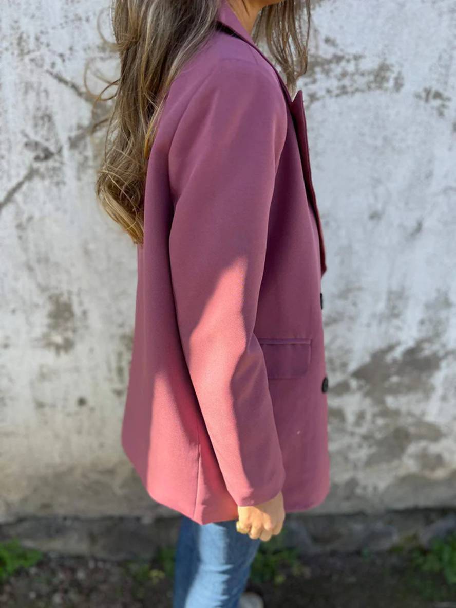 Heidi-Mode | Blazer Uni Farbe Doppelreihe Taschen Lange Ärmel Damen Elegante Freizeit Jacke Herbst
