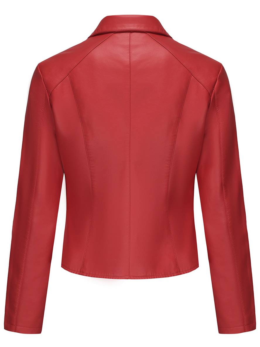 Heidi-Mode | Kurz Perfekt Jacke Kunstleder Knopfleiste Nieten Reverskragen Lange Ärmel Damen Freizeitmode Jacke Herbst