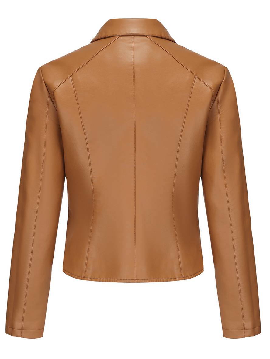 Heidi-Mode | Kurz Perfekt Jacke Kunstleder Knopfleiste Nieten Reverskragen Lange Ärmel Damen Freizeitmode Jacke Herbst