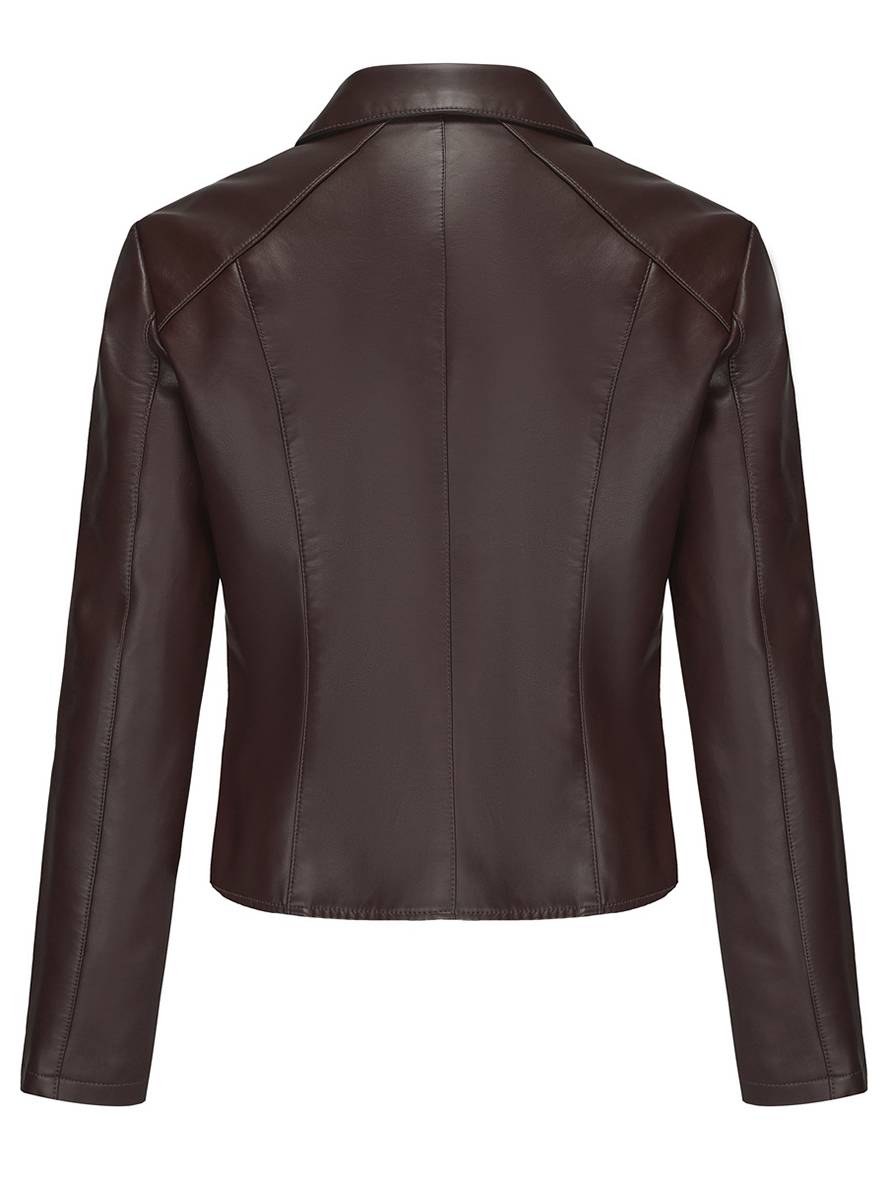 Heidi-Mode | Kurz Perfekt Jacke Kunstleder Knopfleiste Nieten Reverskragen Lange Ärmel Damen Freizeitmode Jacke Herbst