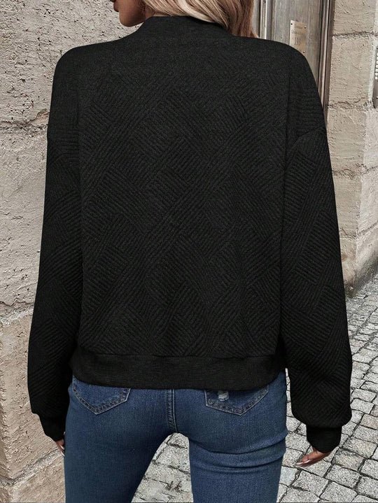 Heidi-Mode | Unifarbene Bomberjacke Rundkragen Baseballkragen Lange Ärmel Reißverschluss Damen Lässige Mode Herbstjacke