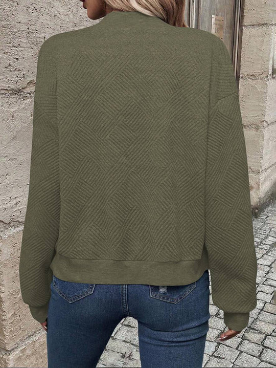 Heidi-Mode | Unifarbene Bomberjacke Rundkragen Baseballkragen Lange Ärmel Reißverschluss Damen Lässige Mode Herbstjacke