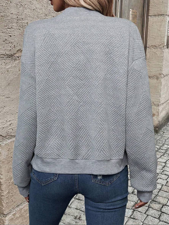 Heidi-Mode | Unifarbene Bomberjacke Rundkragen Baseballkragen Lange Ärmel Reißverschluss Damen Lässige Mode Herbstjacke