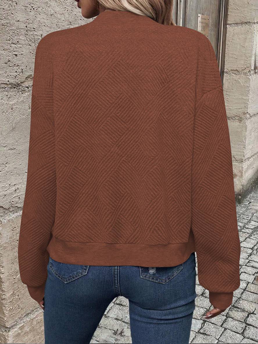 Heidi-Mode | Unifarbene Bomberjacke Rundkragen Baseballkragen Lange Ärmel Reißverschluss Damen Lässige Mode Herbstjacke