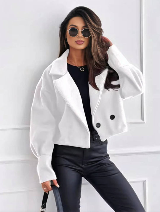 Heidi-Mode | Einfarbige Jacke mit Knöpfen, Bischofsleinen, Damen, Elegant, Leger, Mode, Freizeit, Mantel