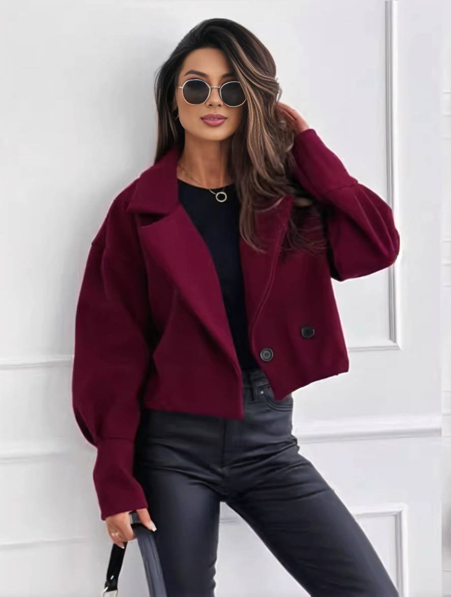 Heidi-Mode | Einfarbige Jacke mit Knöpfen, Bischofsleinen, Damen, Elegant, Leger, Mode, Freizeit, Mantel