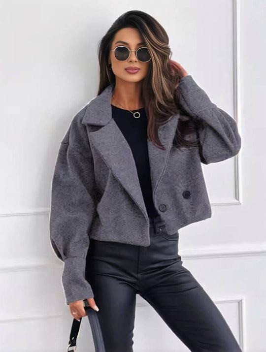 Heidi-Mode | Einfarbige Jacke mit Knöpfen, Bischofsleinen, Damen, Elegant, Leger, Mode, Freizeit, Mantel