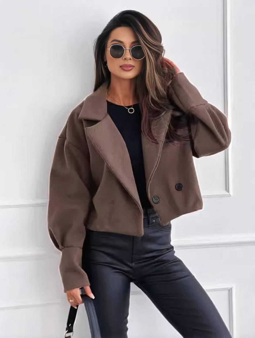 Heidi-Mode | Einfarbige Jacke mit Knöpfen, Bischofsleinen, Damen, Elegant, Leger, Mode, Freizeit, Mantel
