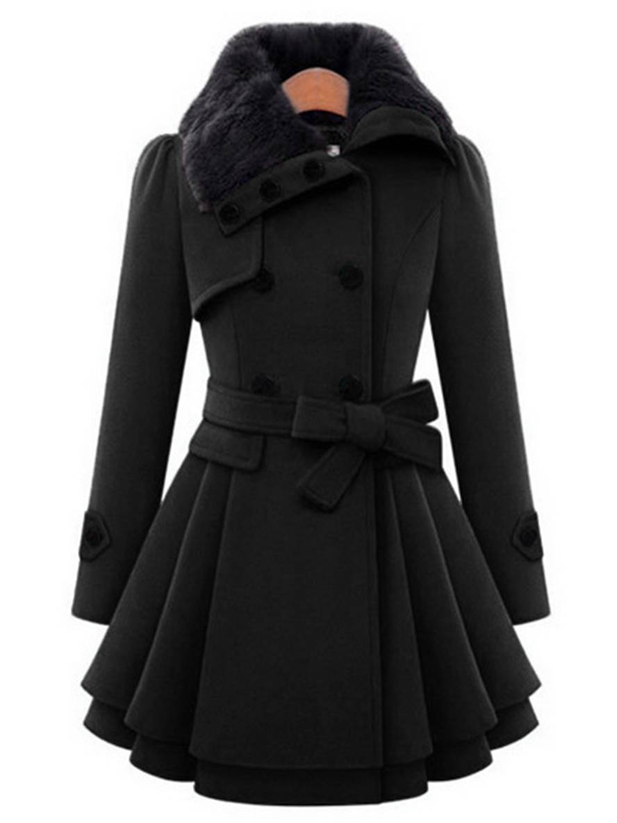 Heidi-Mode | Mantel mit Faux-Fur Doppelknopf Frauen Elegant Winter Parka