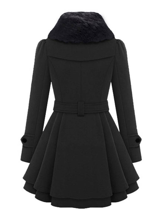 Heidi-Mode | Mantel mit Faux-Fur Doppelknopf Frauen Elegant Winter Parka
