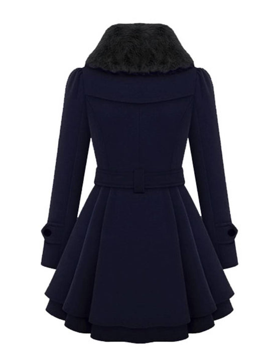 Heidi-Mode | Mantel mit Faux-Fur Doppelknopf Frauen Elegant Winter Parka