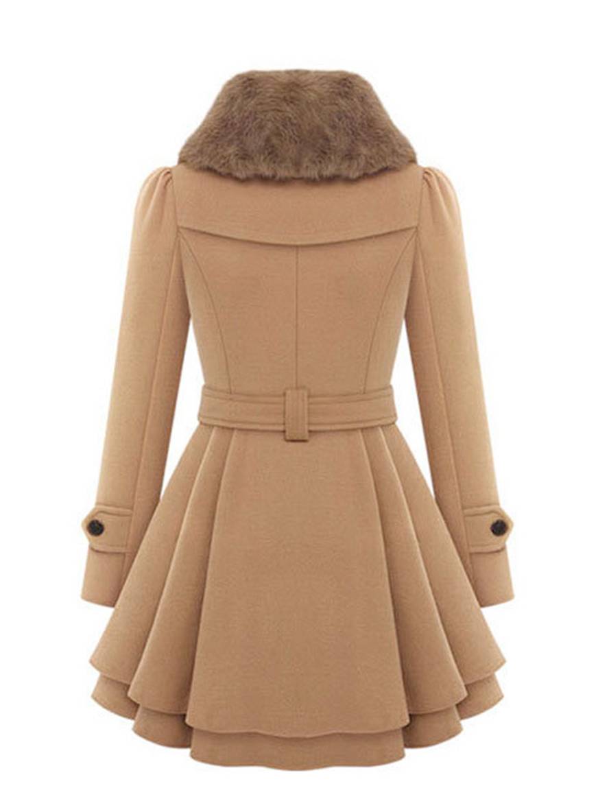 Heidi-Mode | Mantel mit Faux-Fur Doppelknopf Frauen Elegant Winter Parka