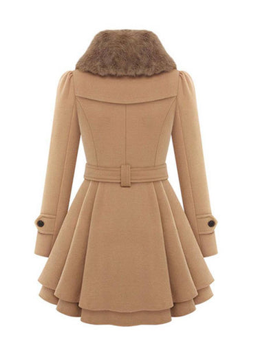 Heidi-Mode | Mantel mit Faux-Fur Doppelknopf Frauen Elegant Winter Parka