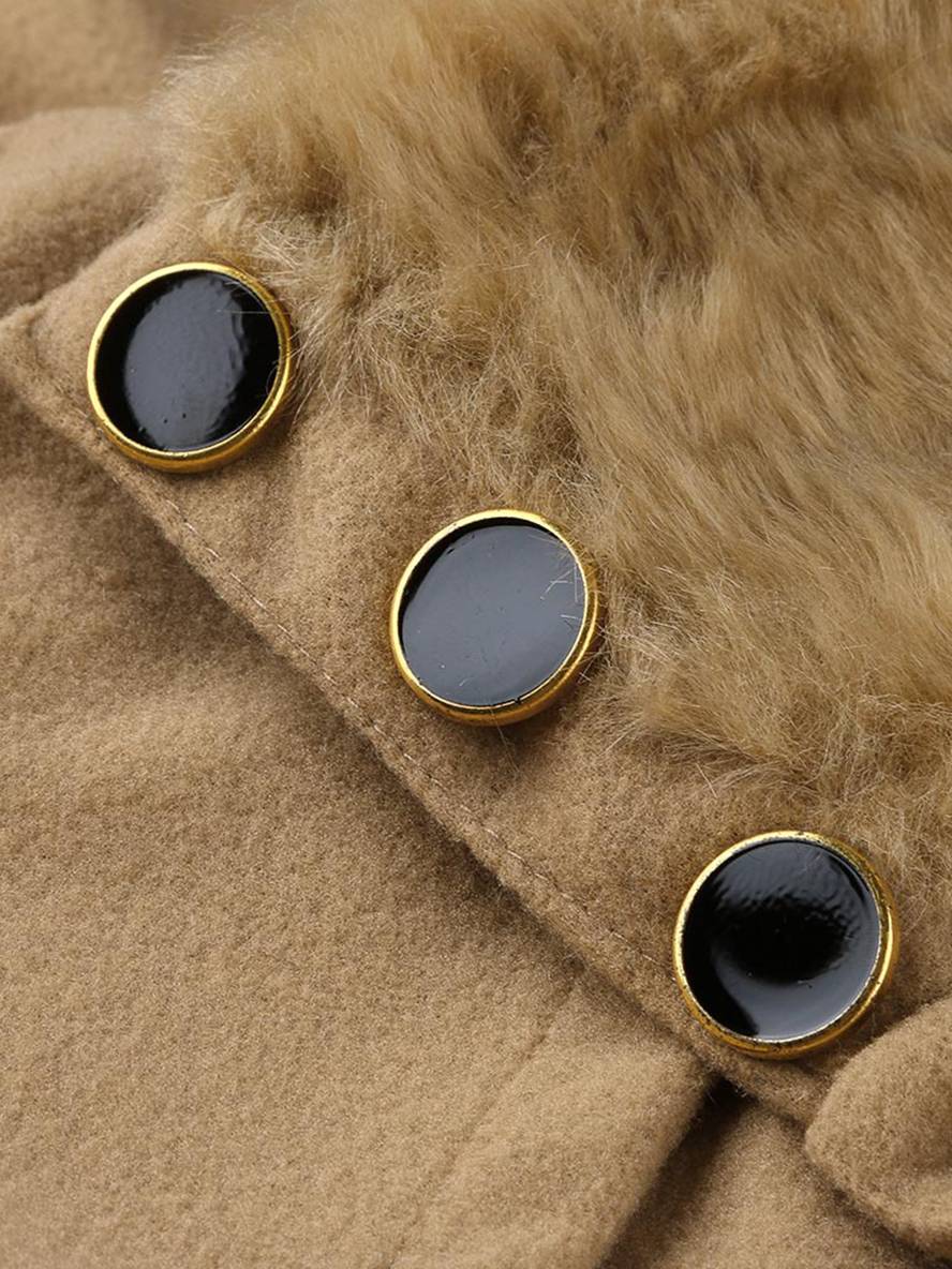 Heidi-Mode | Mantel mit Faux-Fur Doppelknopf Frauen Elegant Winter Parka