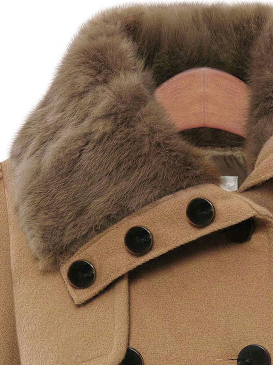 Heidi-Mode | Mantel mit Faux-Fur Doppelknopf Frauen Elegant Winter Parka