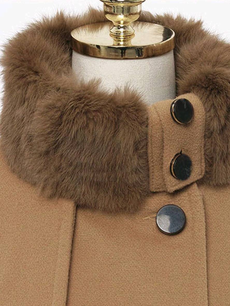 Heidi-Mode | Mantel mit Faux-Fur Doppelknopf Frauen Elegant Winter Parka