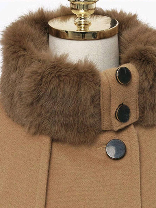 Heidi-Mode | Mantel mit Faux-Fur Doppelknopf Frauen Elegant Winter Parka