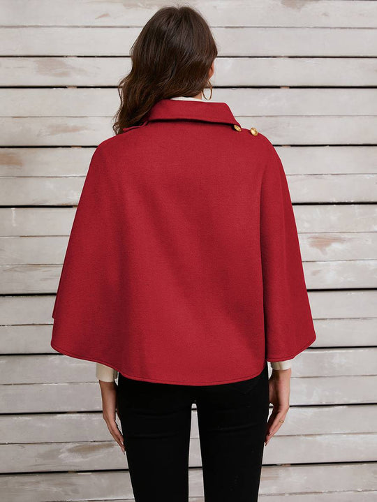 Heidi-Mode | Kurz Poncho Mantel Damen Ungleichmäßig Knöpfe Damen Elegant Lässig Mode Weit Jacke