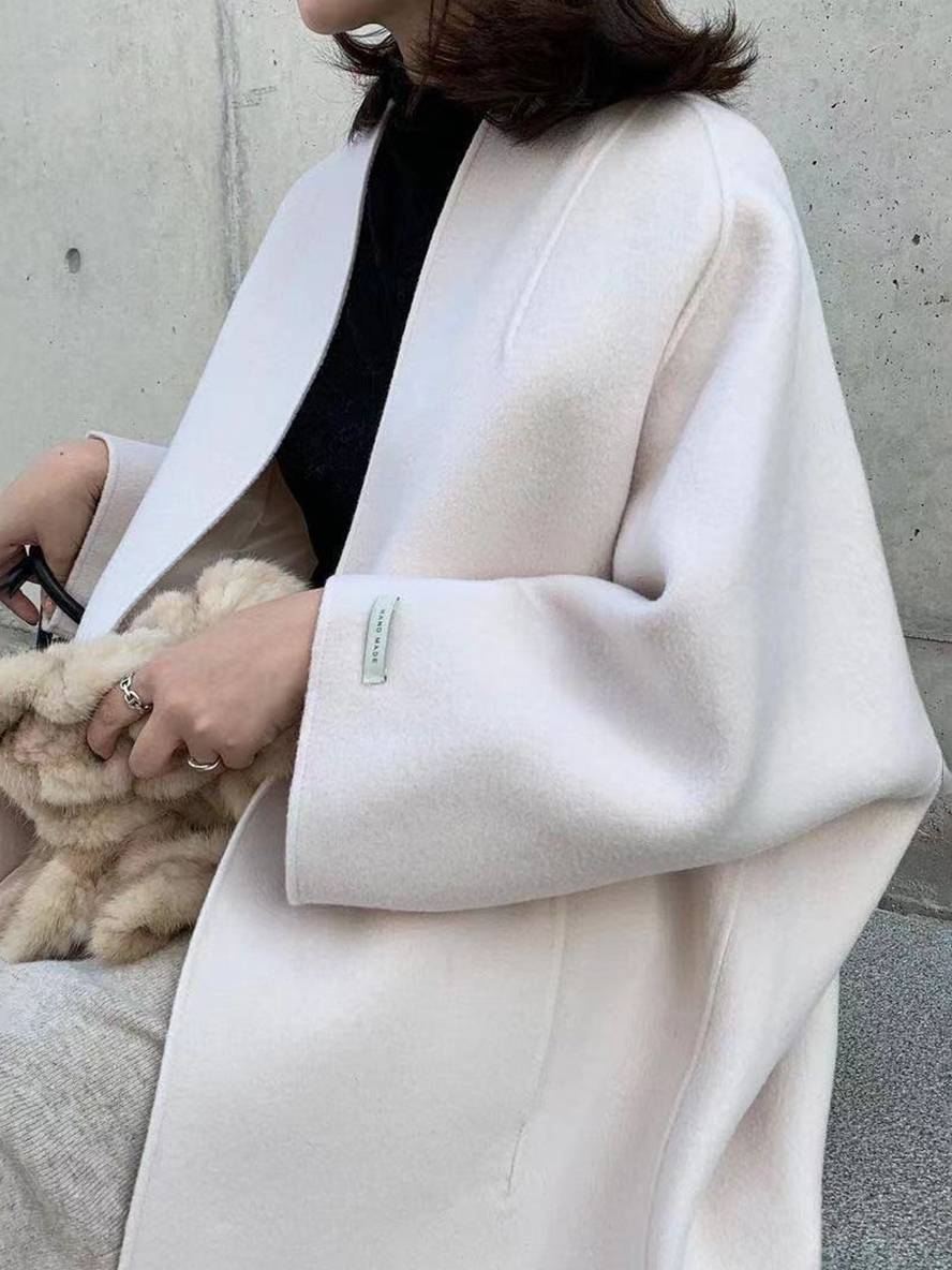 Heidi-Mode | Langmantel Knöchellang Damen Gerade Taschen Lange Ärmel Damen Elegant Leger Oversized