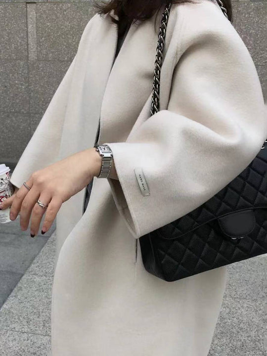 Heidi-Mode | Langmantel Knöchellang Damen Gerade Taschen Lange Ärmel Damen Elegant Leger Oversized