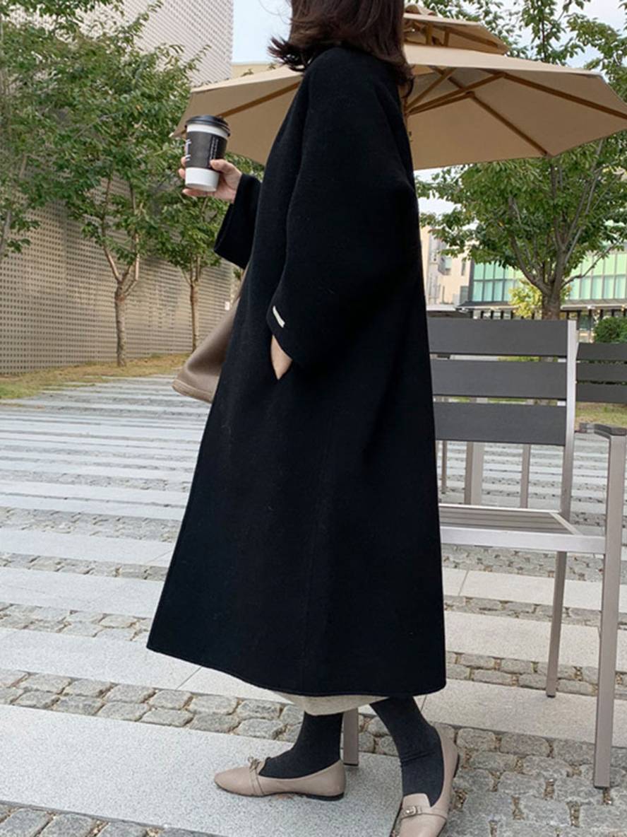 Heidi-Mode | Langmantel Knöchellang Damen Gerade Taschen Lange Ärmel Damen Elegant Leger Oversized