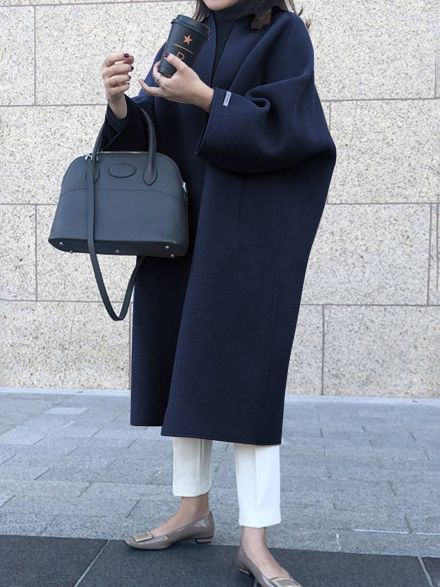Heidi-Mode | Langmantel Knöchellang Damen Gerade Taschen Lange Ärmel Damen Elegant Leger Oversized