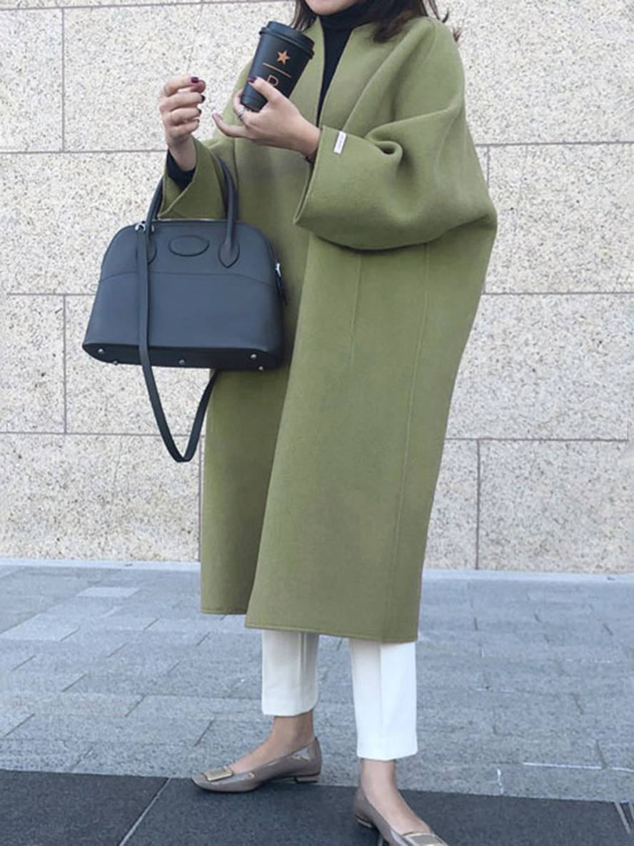 Heidi-Mode | Langmantel Knöchellang Damen Gerade Taschen Lange Ärmel Damen Elegant Leger Oversized