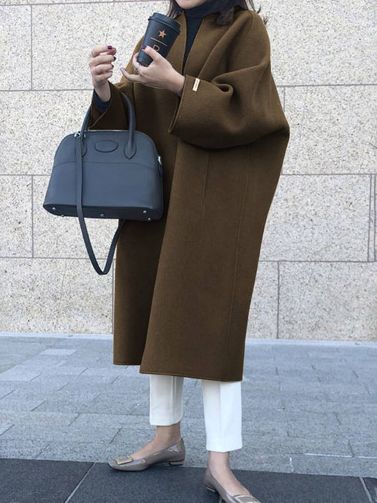 Heidi-Mode | Langmantel Knöchellang Damen Gerade Taschen Lange Ärmel Damen Elegant Leger Oversized