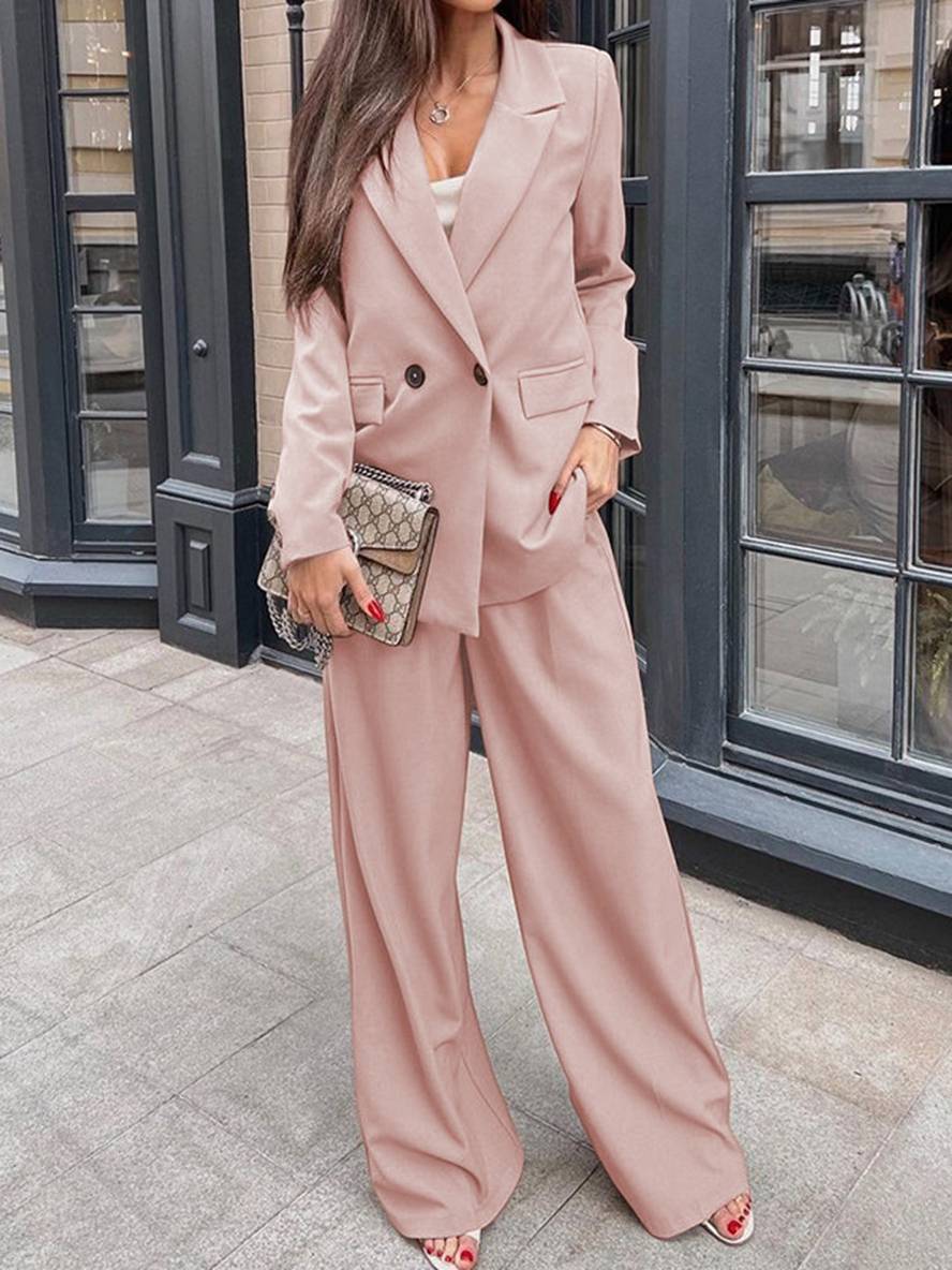 Heidi-Mode | Damenanzüge Hosenanzug Blazer Zwei Teile Büro mit Eleganten Knöpfen Oversize Herbst