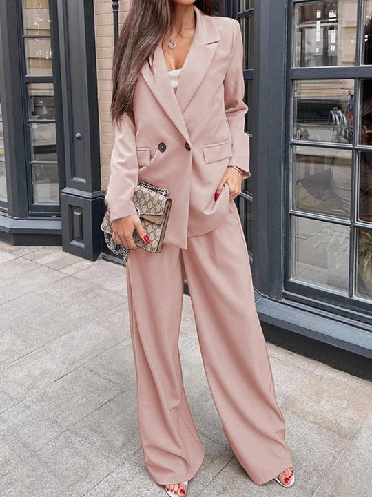 Heidi-Mode | Damenanzüge Hosenanzug Blazer Zwei Teile Büro mit Eleganten Knöpfen Oversize Herbst
