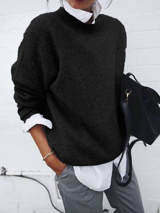 Heidi-Mode | Pullover aus Strick mit Falschem Hemdkragen, Langärmlig, Elegant, Lässig, Oberteile, Herbst