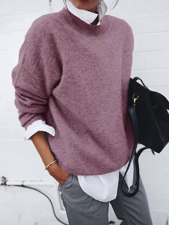 Heidi-Mode | Pullover aus Strick mit Falschem Hemdkragen, Langärmlig, Elegant, Lässig, Oberteile, Herbst