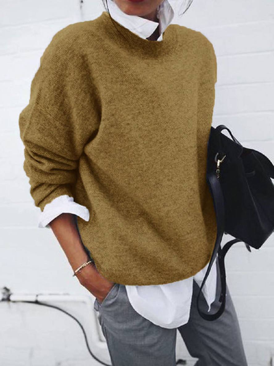 Heidi-Mode | Pullover aus Strick mit Falschem Hemdkragen, Langärmlig, Elegant, Lässig, Oberteile, Herbst