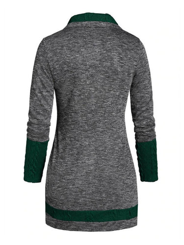 Heidi-Mode | Pullover Unregelmäßig Farbblock Knopf Langer Ärmel Damen Elegant Lässig Mode Casual