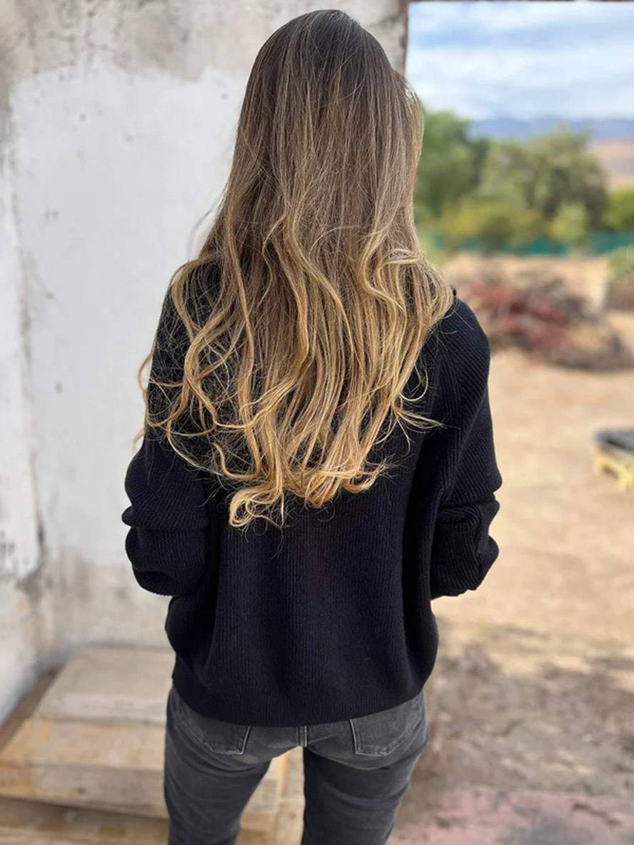 Heidi-Mode | Uni-Farbe Baumwolle Pull Reißverschluss Hoher Kragen Raglanärmel Lange Ärmel Damen Casual Casual