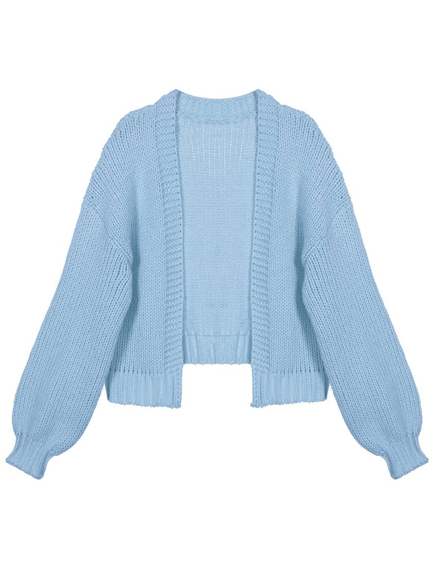 Heidi-Mode | Cardigan aus Grobstrick Einfarbig mit Abfallenden Schultern Langarm Damen Elegant Lässig Weit Oversized Blouson