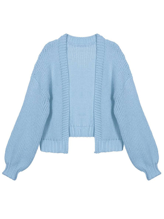 Heidi-Mode | Cardigan aus Grobstrick Einfarbig mit Abfallenden Schultern Langarm Damen Elegant Lässig Weit Oversized Blouson
