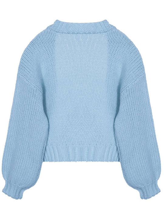 Heidi-Mode | Cardigan aus Grobstrick Einfarbig mit Abfallenden Schultern Langarm Damen Elegant Lässig Weit Oversized Blouson